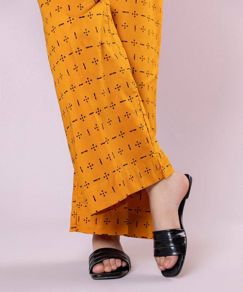 Women's Pret Cotton Viscose Printed Orange Culottes