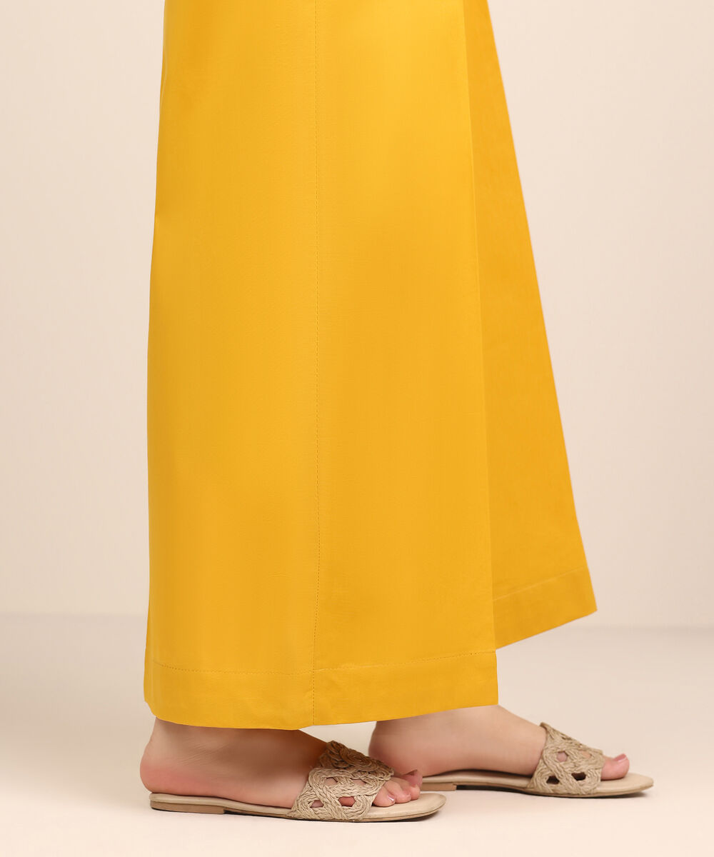 Women's RTW Cambric Yellow Dyed Flared Pants