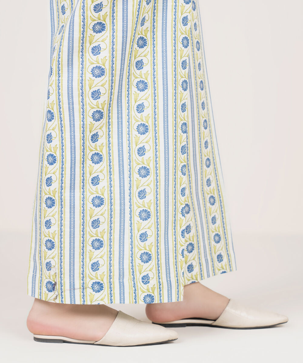 Women's RTW Light Khaddar Printed Mint Green Culottes