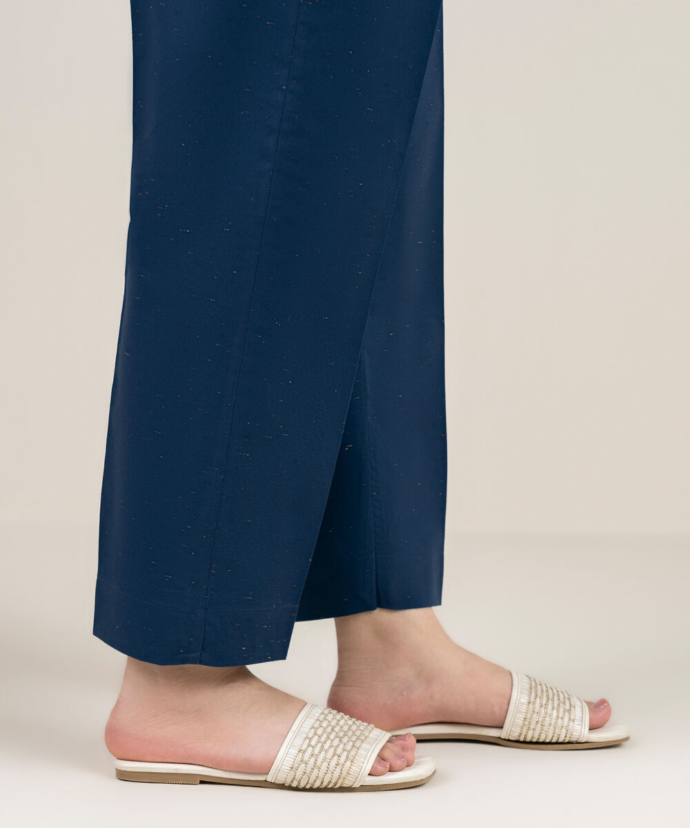 Women's RTW Multi Neps Solid Blue Straight Pants