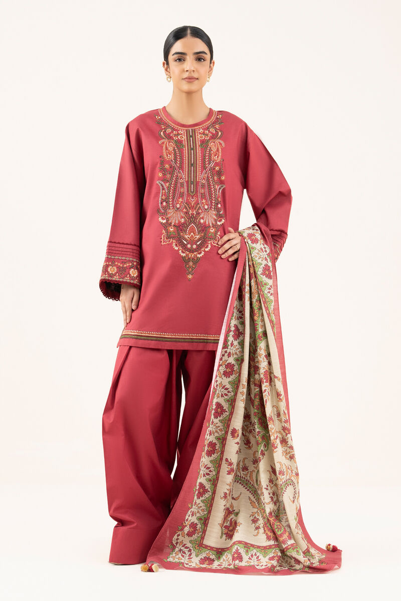 2 Piece - Embroidered Cotton Suit