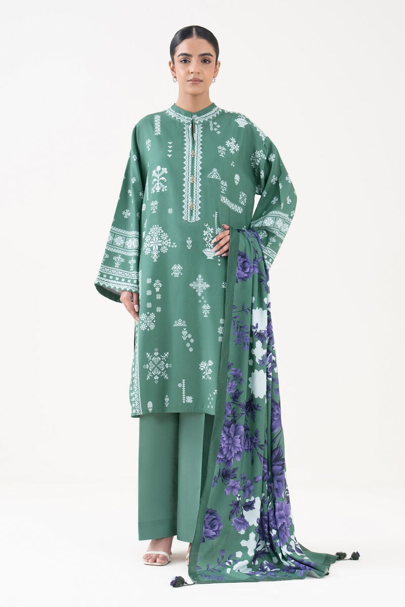 3 Piece - Printed Linen Suit