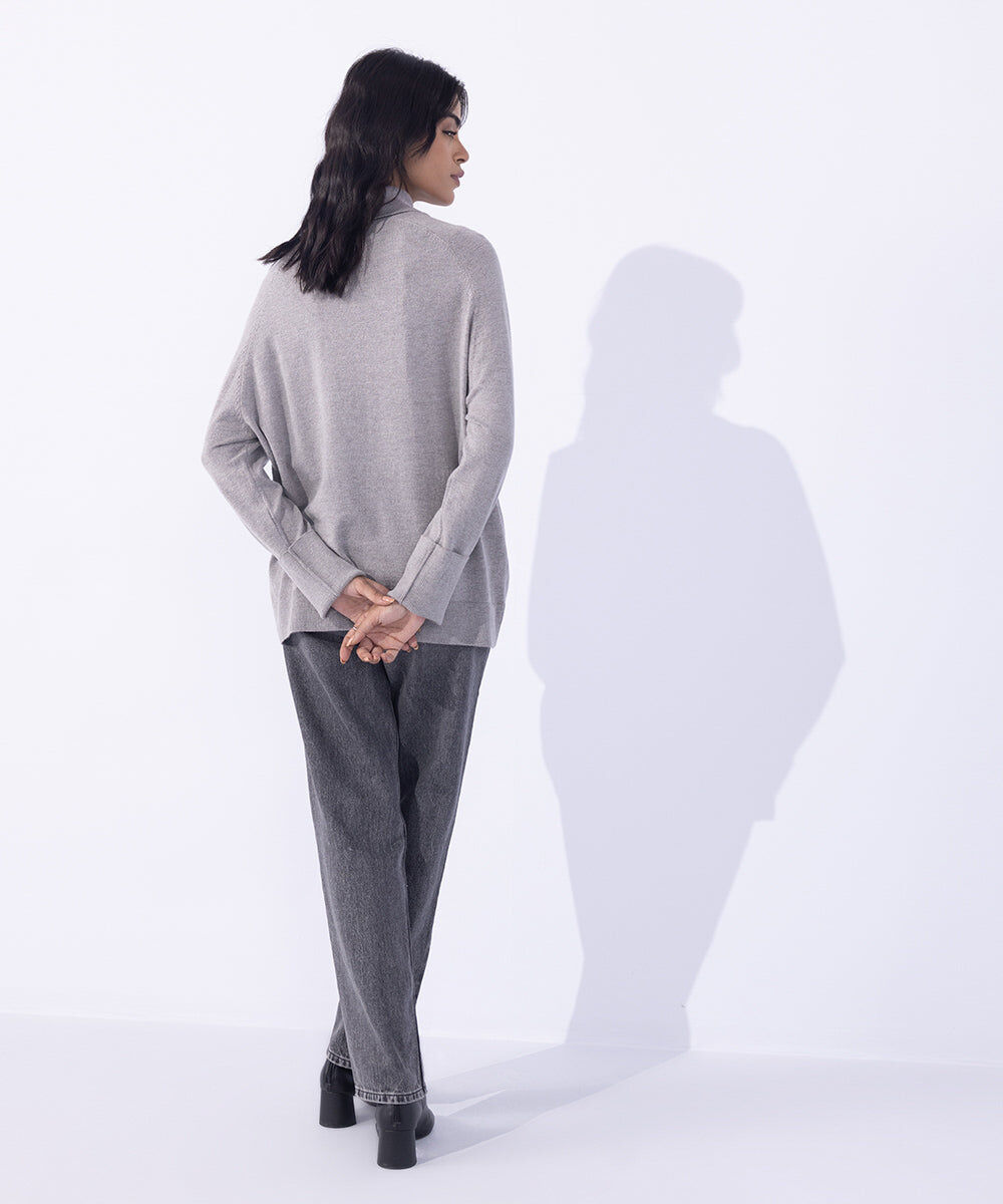 Women's Western Wear Grey Sweater