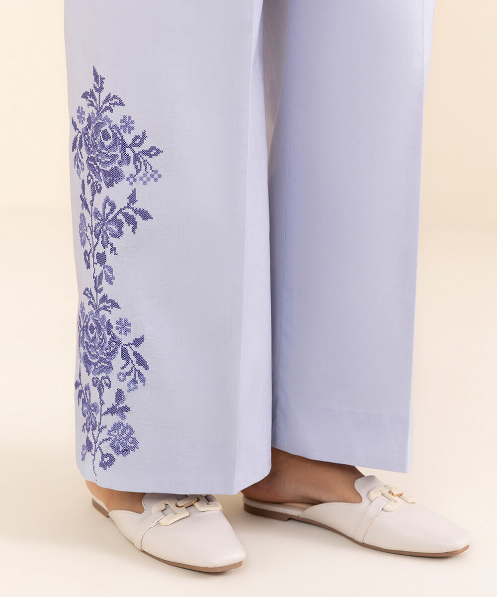 Women's Unstitched Blue Lawn 3 Piece Suit