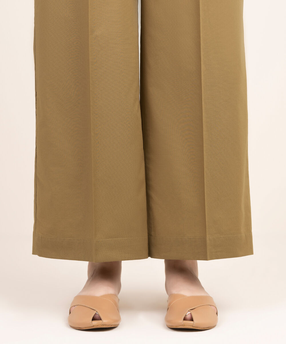 Women's RTW Cambric Solid Brown Culottes