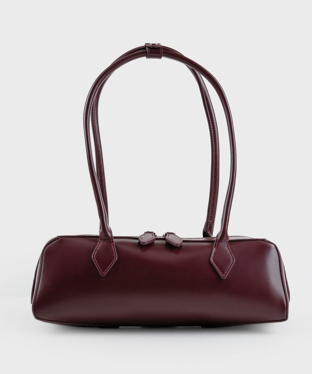Women's Maroon Structured Shoulder Bag