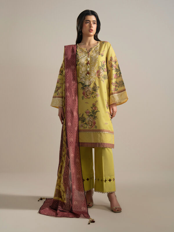 3 Piece - Embroidered Zari Lawn Suit