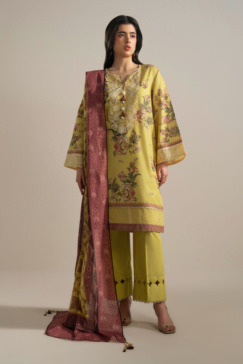 3 Piece - Embroidered Zari Lawn Suit