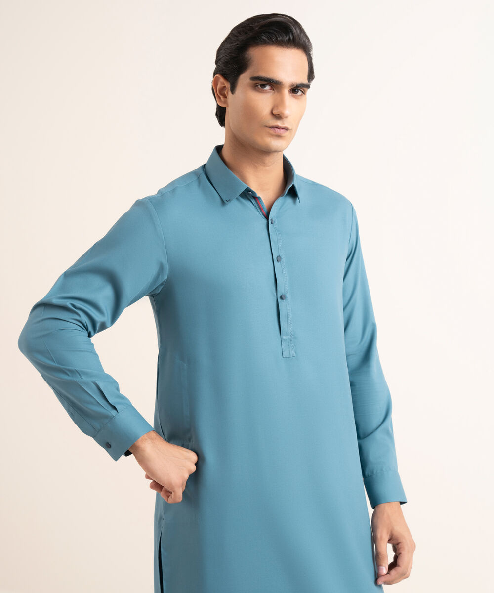 Men's Stitched Premium Wash & Wear Blue Suit