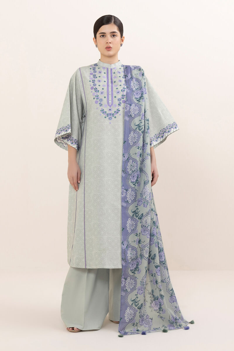 3 Piece - Embroidered Cotton Suit