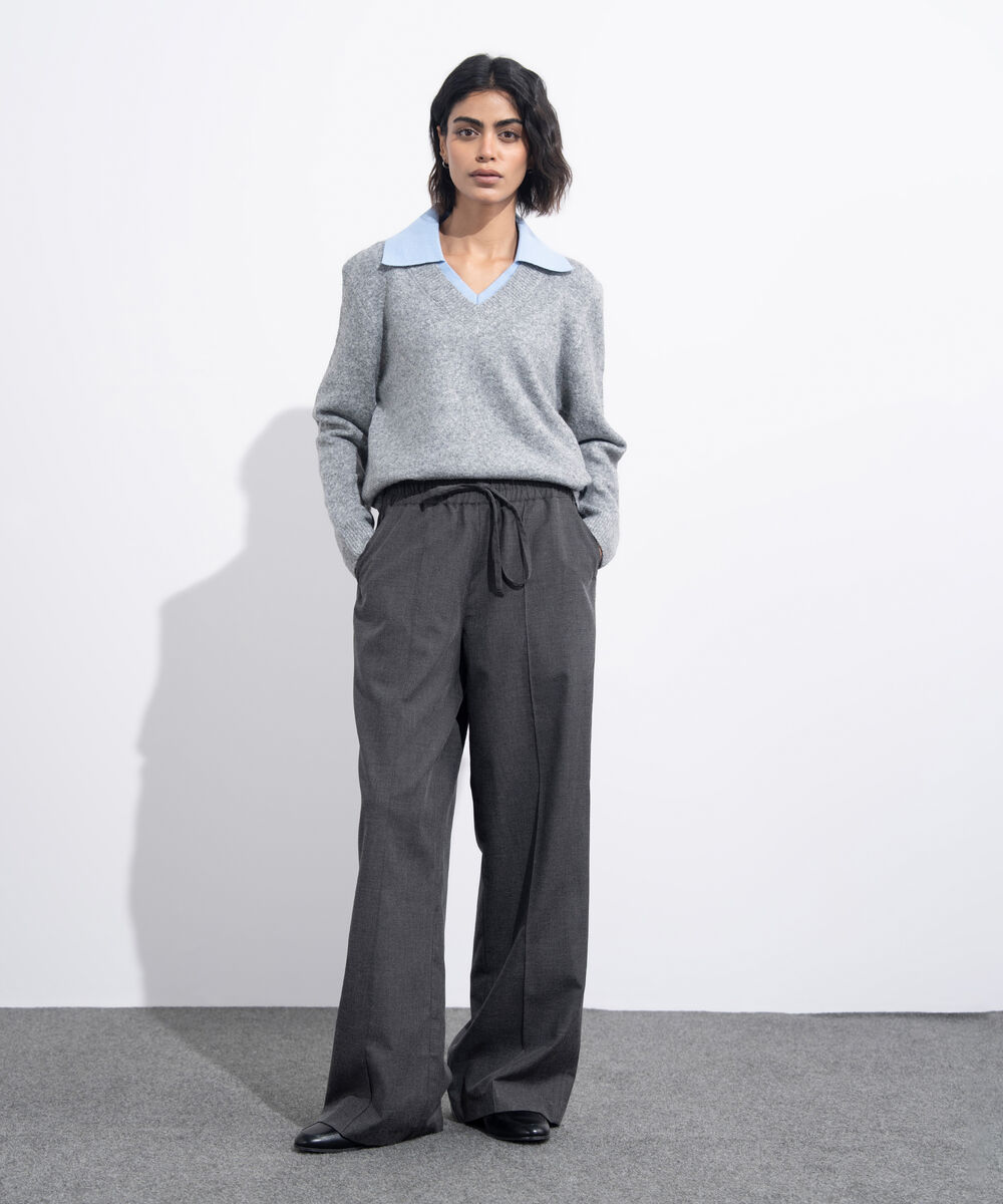 Women's Western Wear Grey Straight Fit Pull On Trousers