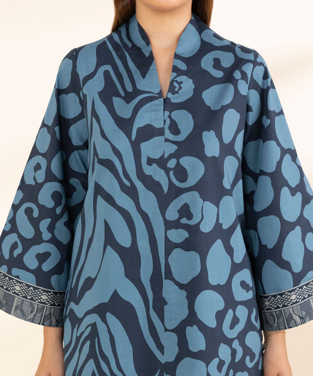 Women's Unstitched Blue Lawn 2 Piece Suit