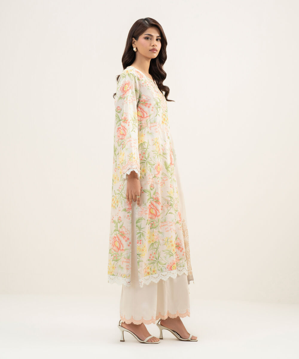 Women's RTW Lawn Embroidered Light Pink 3 Piece Suit