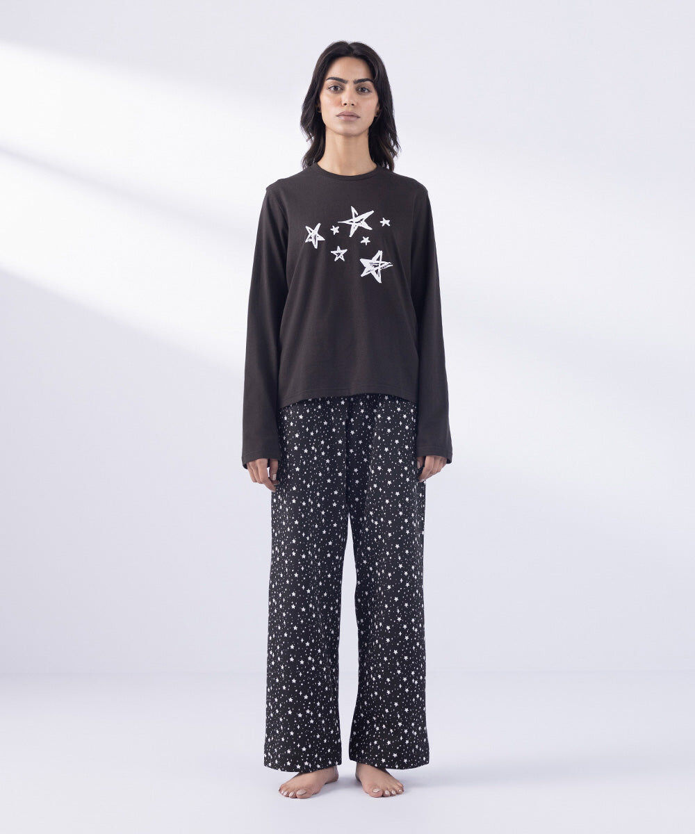 Woman - Black Printed Full Sleeve T-Shirt