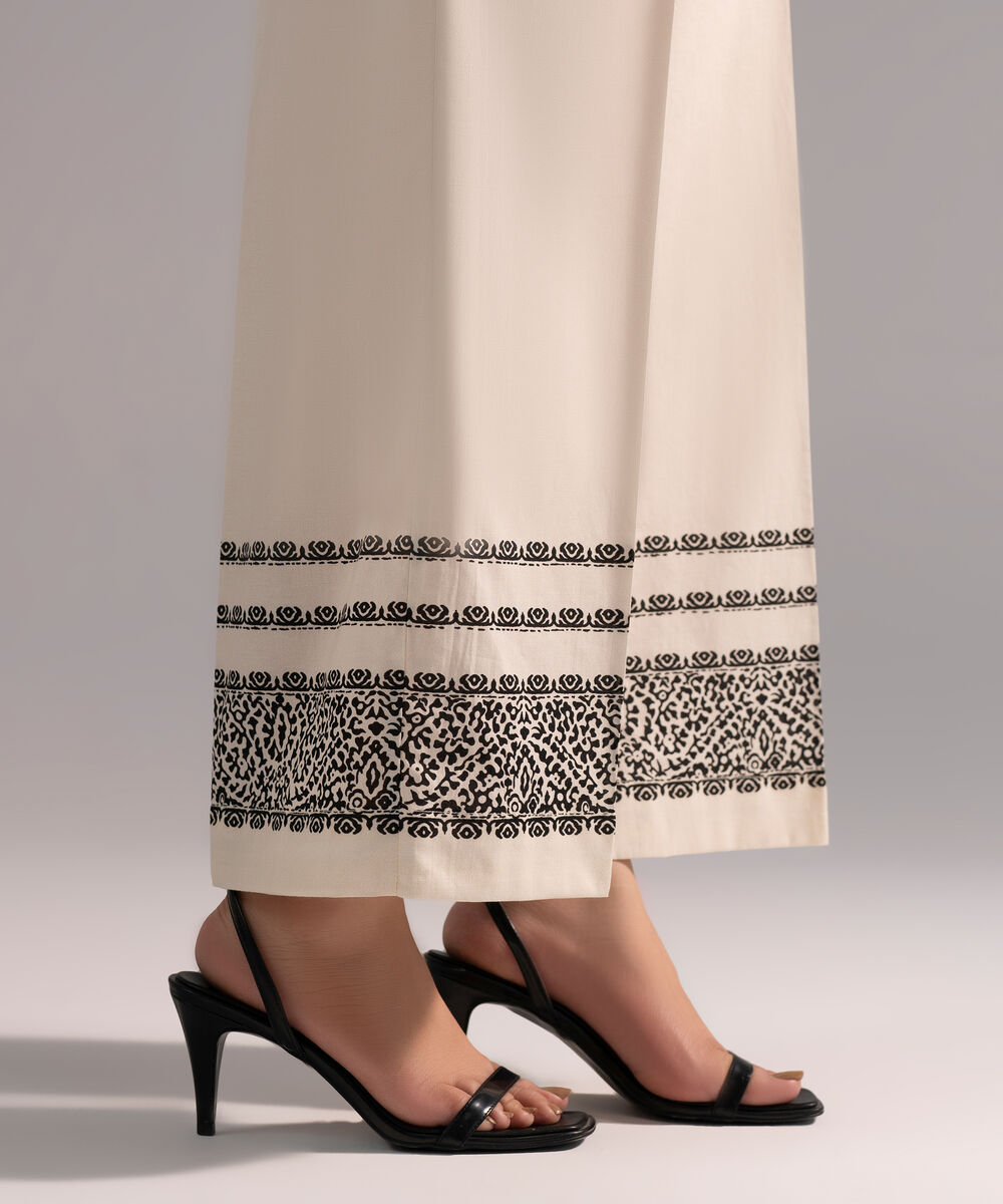 Women's RTW Cambric Printed Off White Culottes