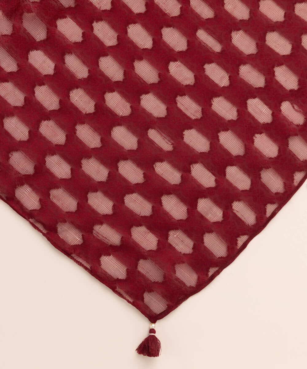 Brochea Jacquard Red Solid Dupatta