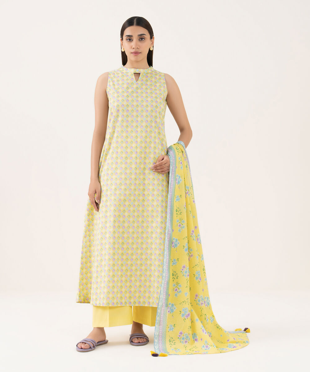 Women's Unstitched Lawn Printed Multi 3 Piece Suit