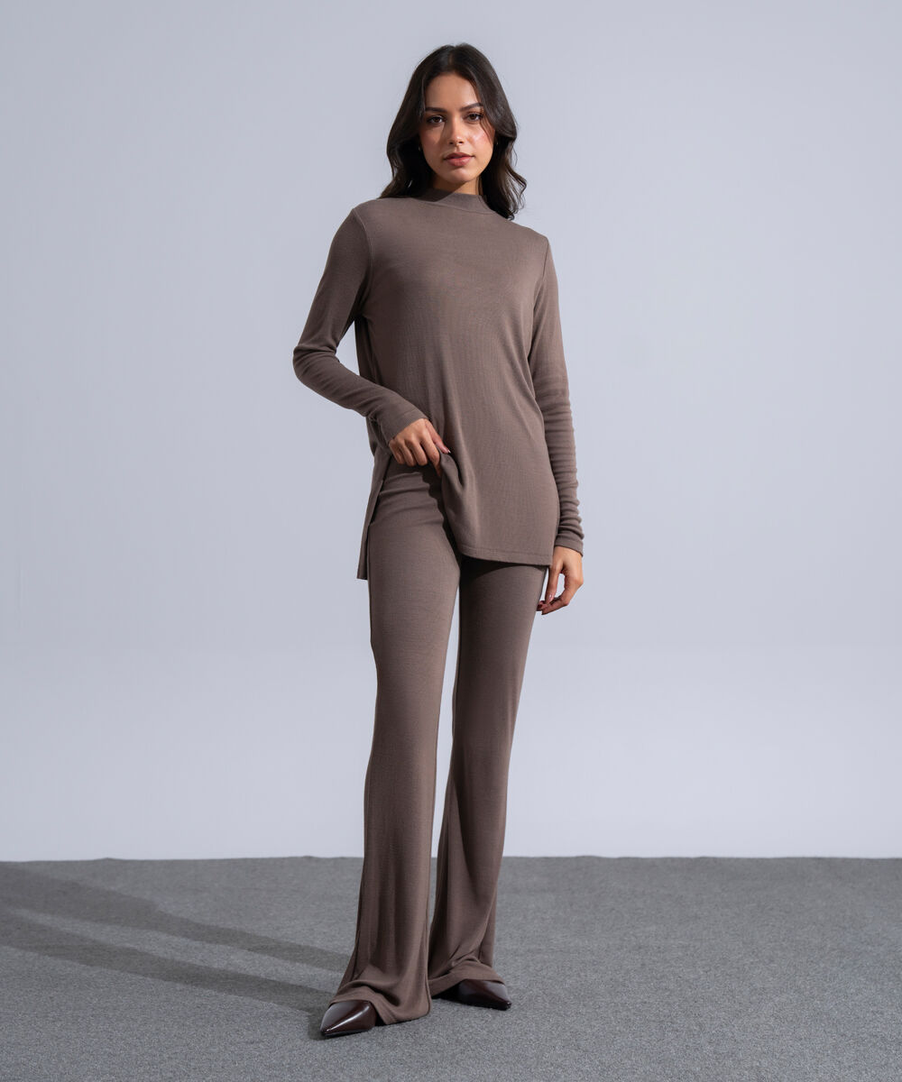 Women's Western Wear Taupe Slim-Fit Trousers
