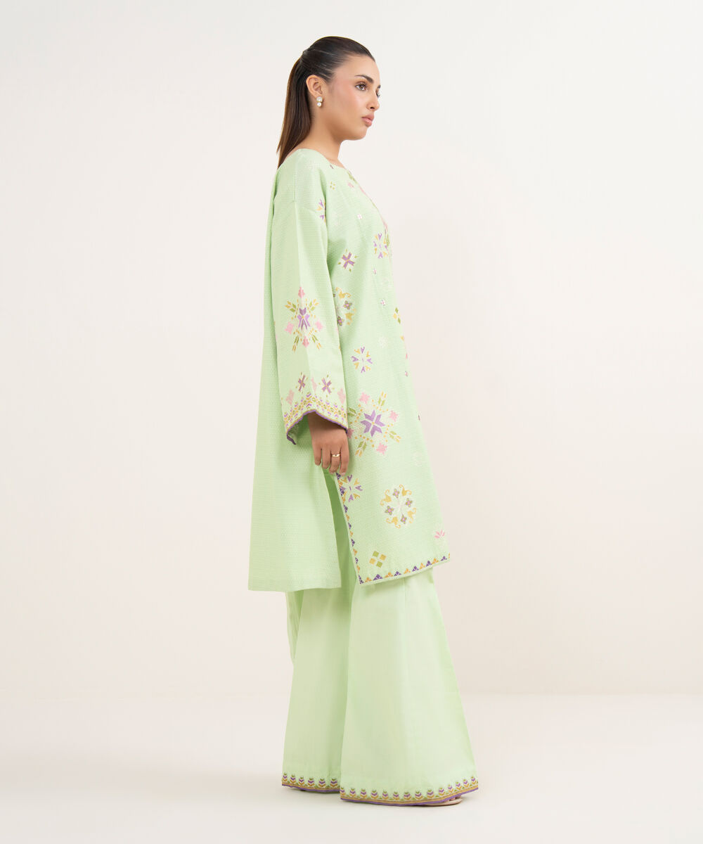 Women's Unstitched Dobby Dyed Three Piece Suit