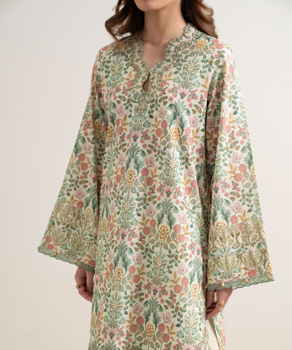 Women's Unstitched Lawn Embroidered Multi 3 Piece Suit