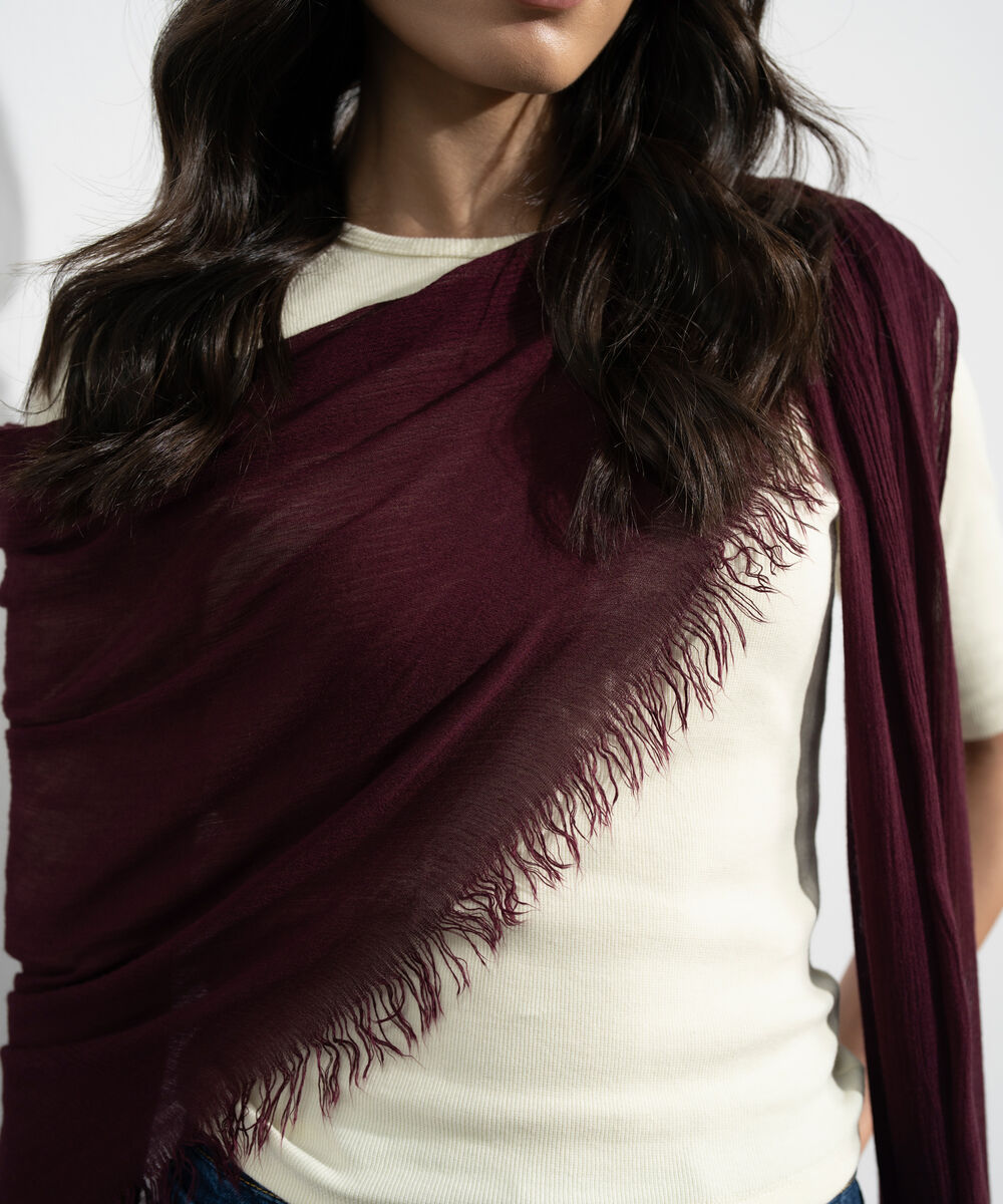 Women's Western Maroon  Rectangular Scarf