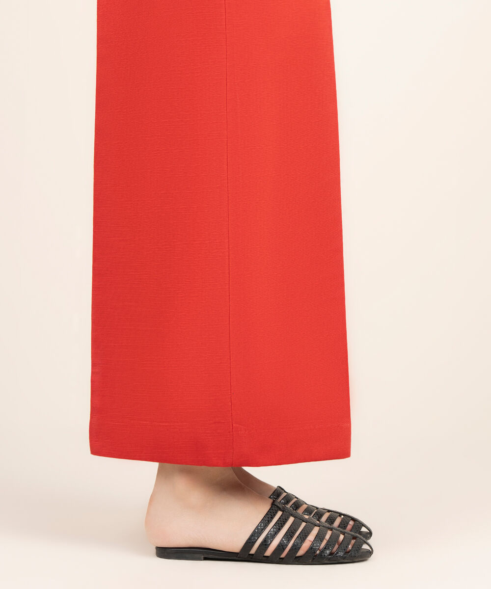 Women's Unstitched Khaddar Printed Red Trousers Fabric