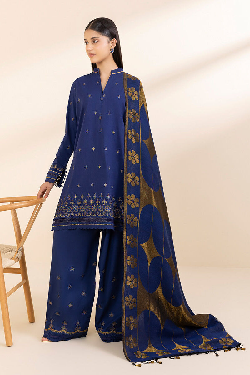 3 Piece - Embroidered Cotton Viscose Suit