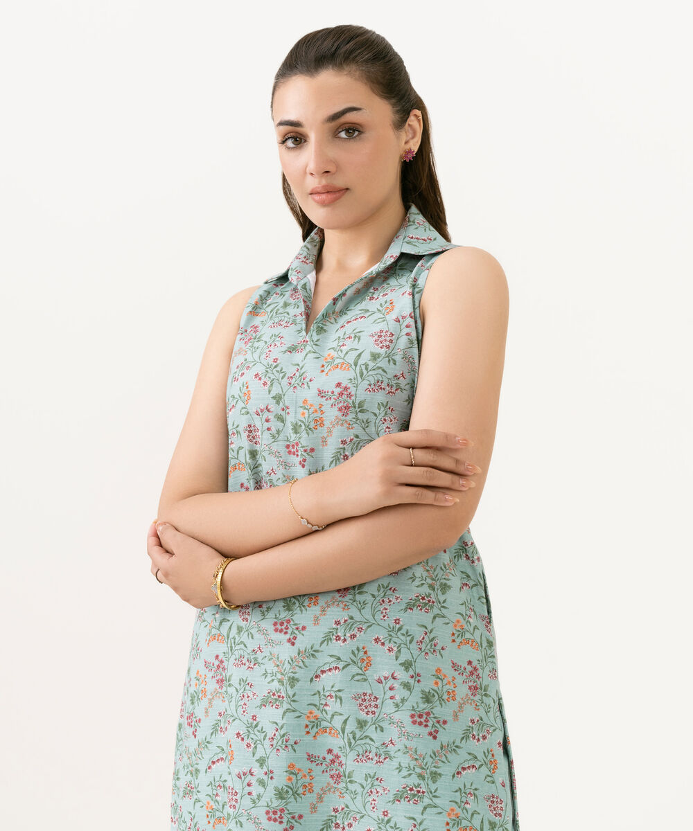 Women's Unstitched Khaddar Printed Blue 2 Piece Suit