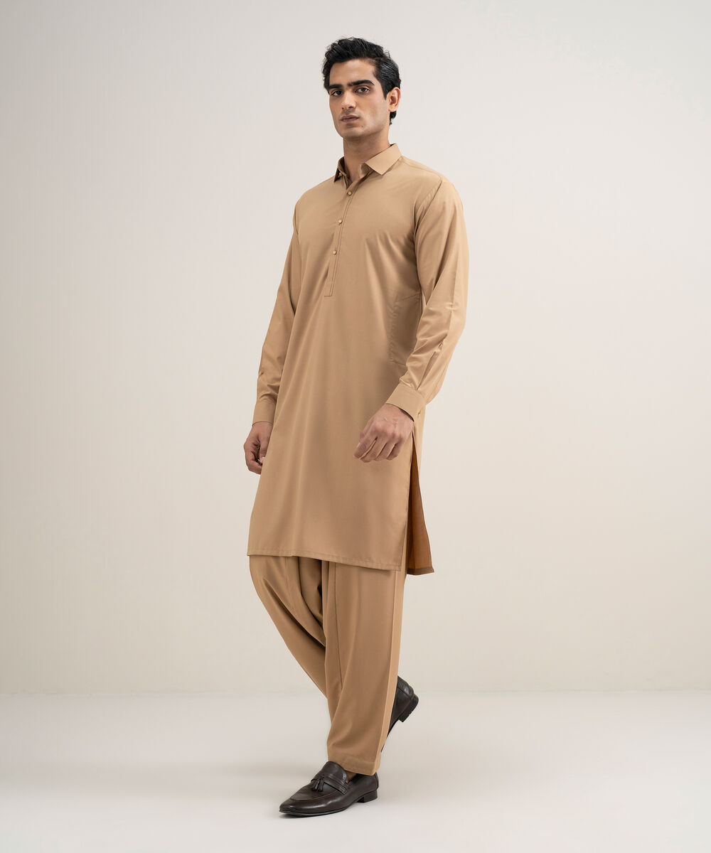 Men's Stitched Premium Wash & Wear Brown Suit