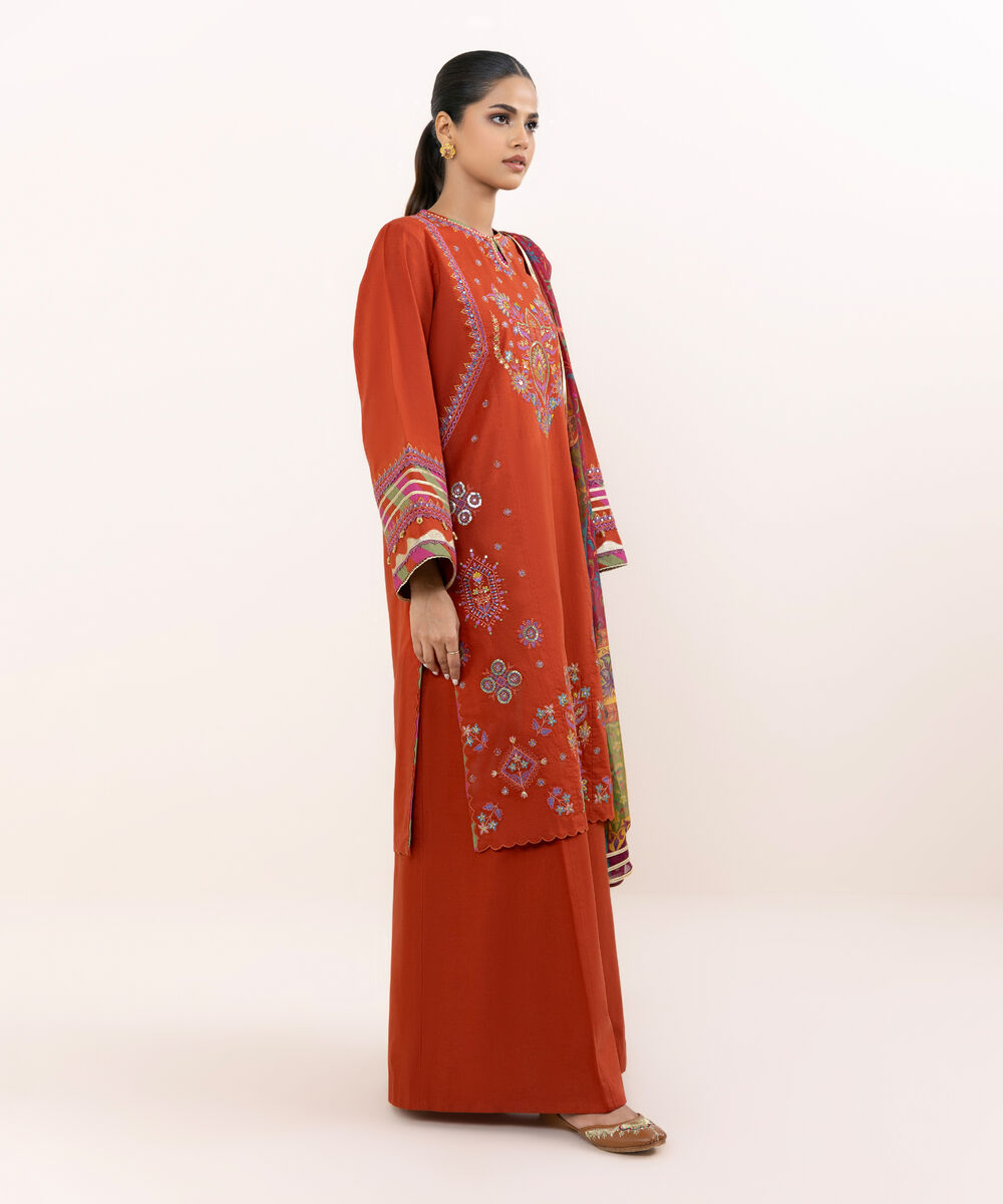 Women's Unstitched Cross Hatch Dyed Three Piece Suit