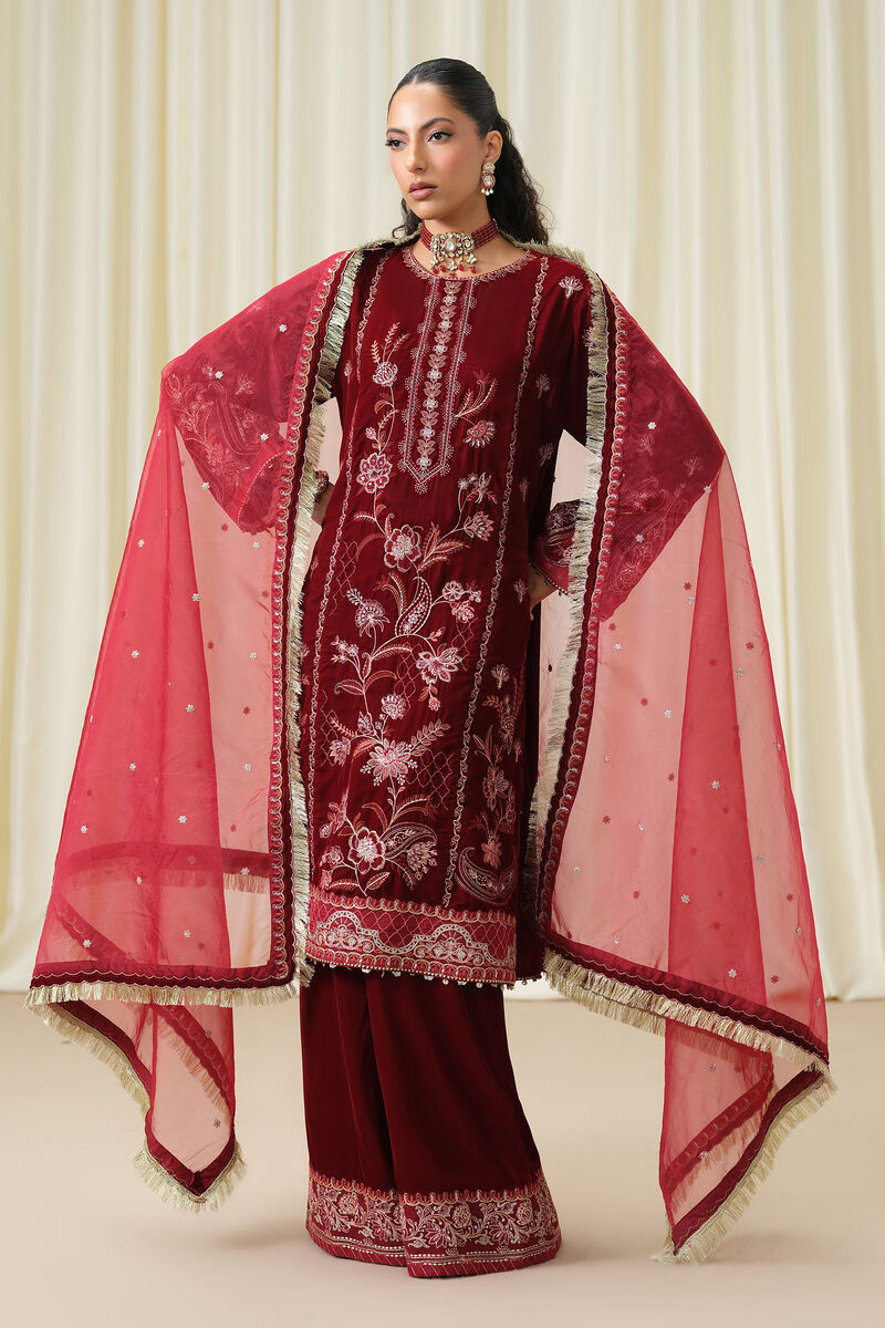 3 Piece - Embroidered Velvet Suit