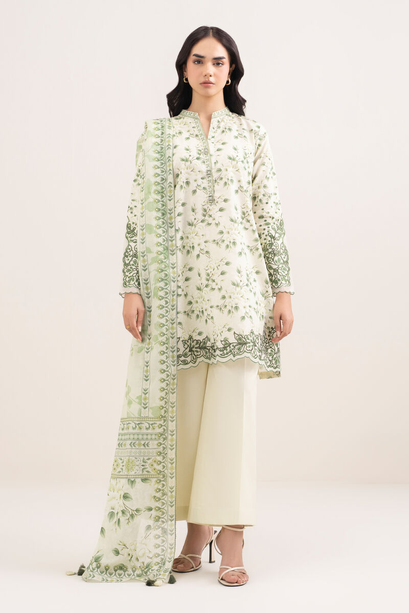 3 Piece - Embroidered Zari Lawn Suit