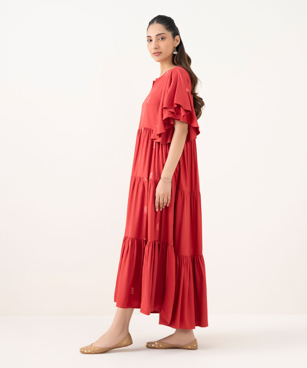 Women's RTW Cambric Pink Dyed Tier Shirt