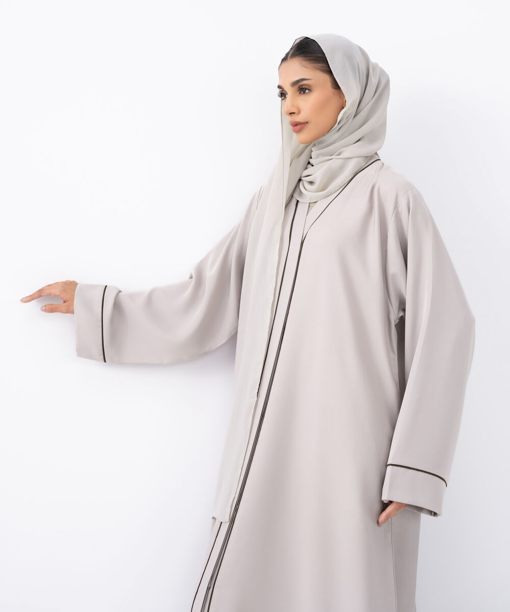Women's Grey Polyester Abaya