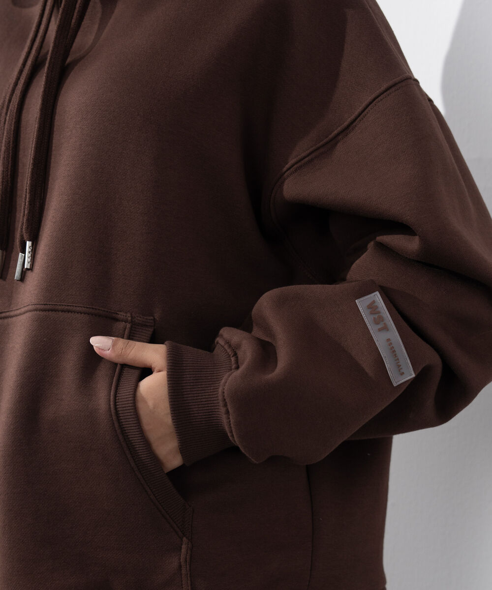 Women's Western Wear Brown Over-Sized Fleece Hoodie