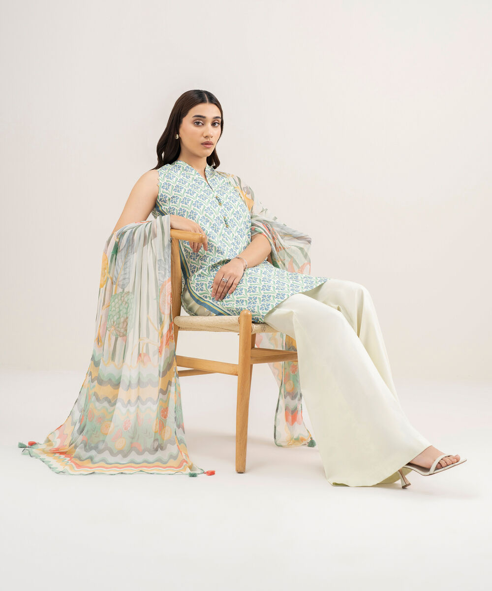 Women's Unstitched Lawn Printed Multi 2 Piece Suit