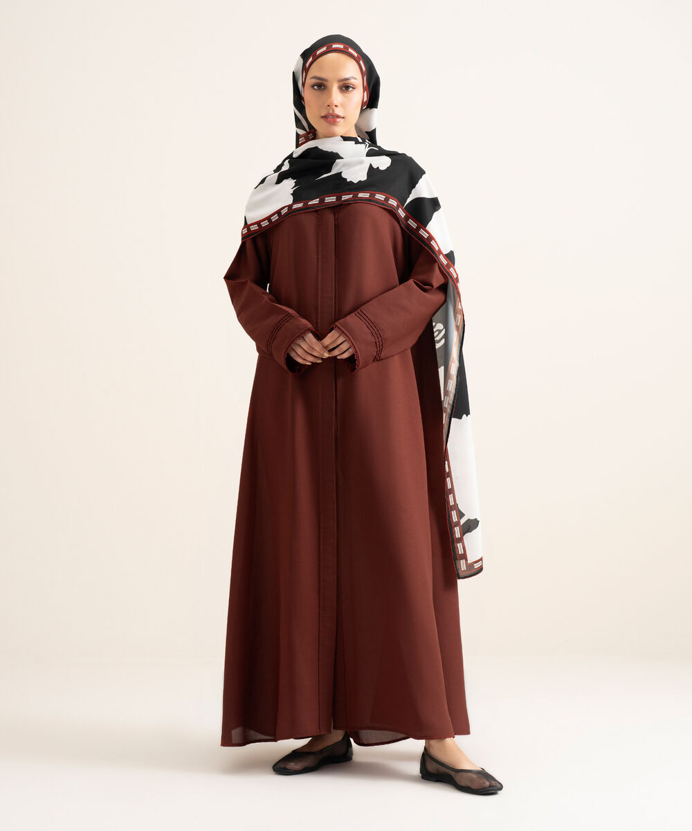 Women's Rust V-Neck Regular Abbaya Set