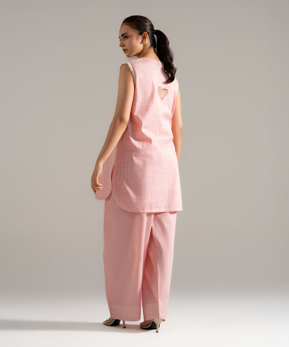 Women's RTW Dobby Printed Pink Straight Shirt