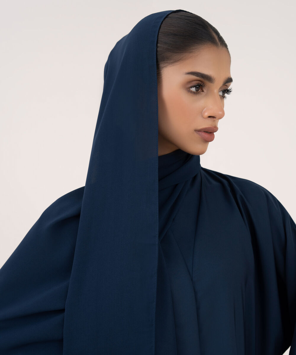 Women's Blue Polyester Abaya