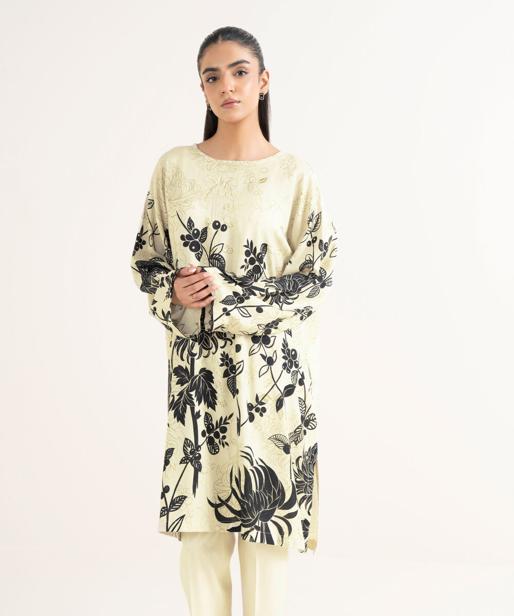 Women's RTW Cotton Viscose Printed Drop Shoulder Multi Shirt