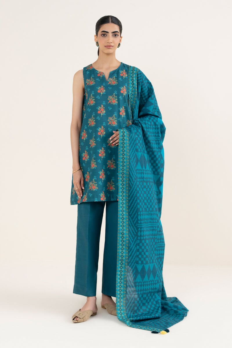 3 Piece - Printed Khaddar Suit