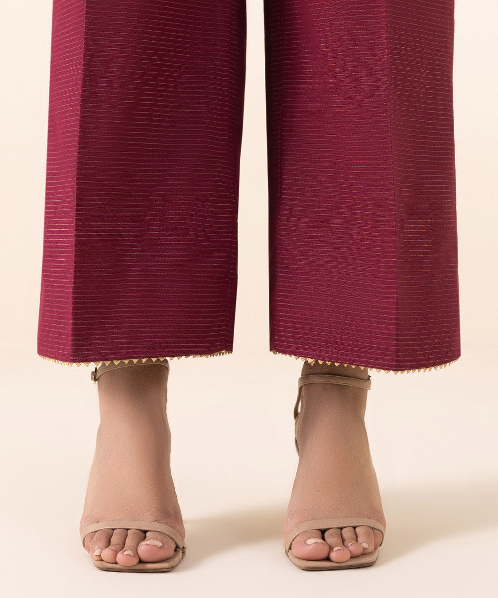 Women's Unstitched Zari Khaddar Red Embroidered 2 Piece Suit