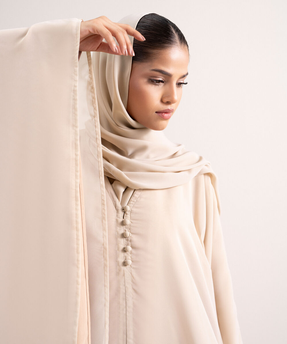Women's Chiffon Peach Kaftaan Abbaya Set