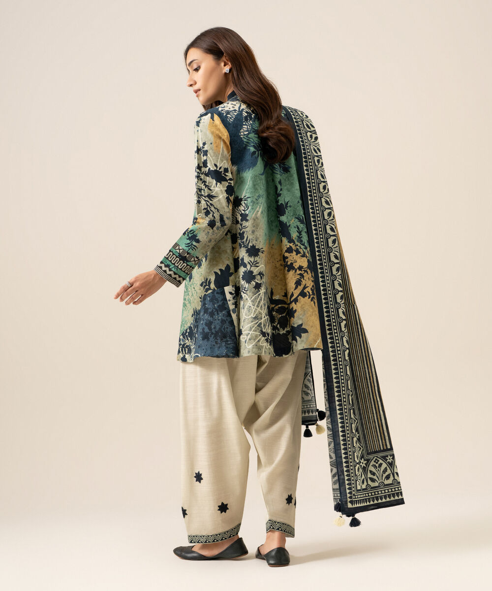 Women's Unstitched Light Khaddar Printed Multi 3 Piece Suit