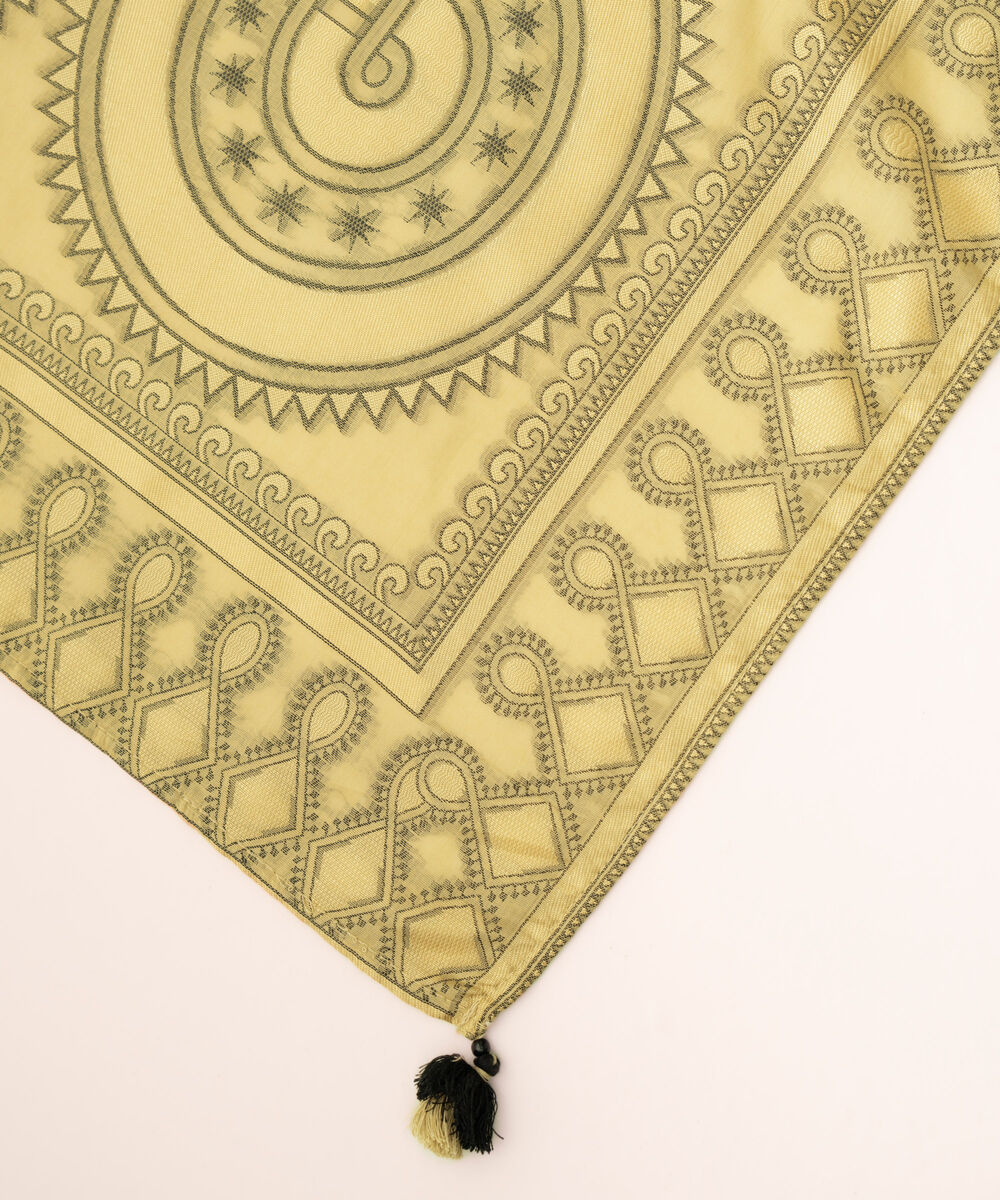 Extra Weft Jacquard Golden Solid Dupatta