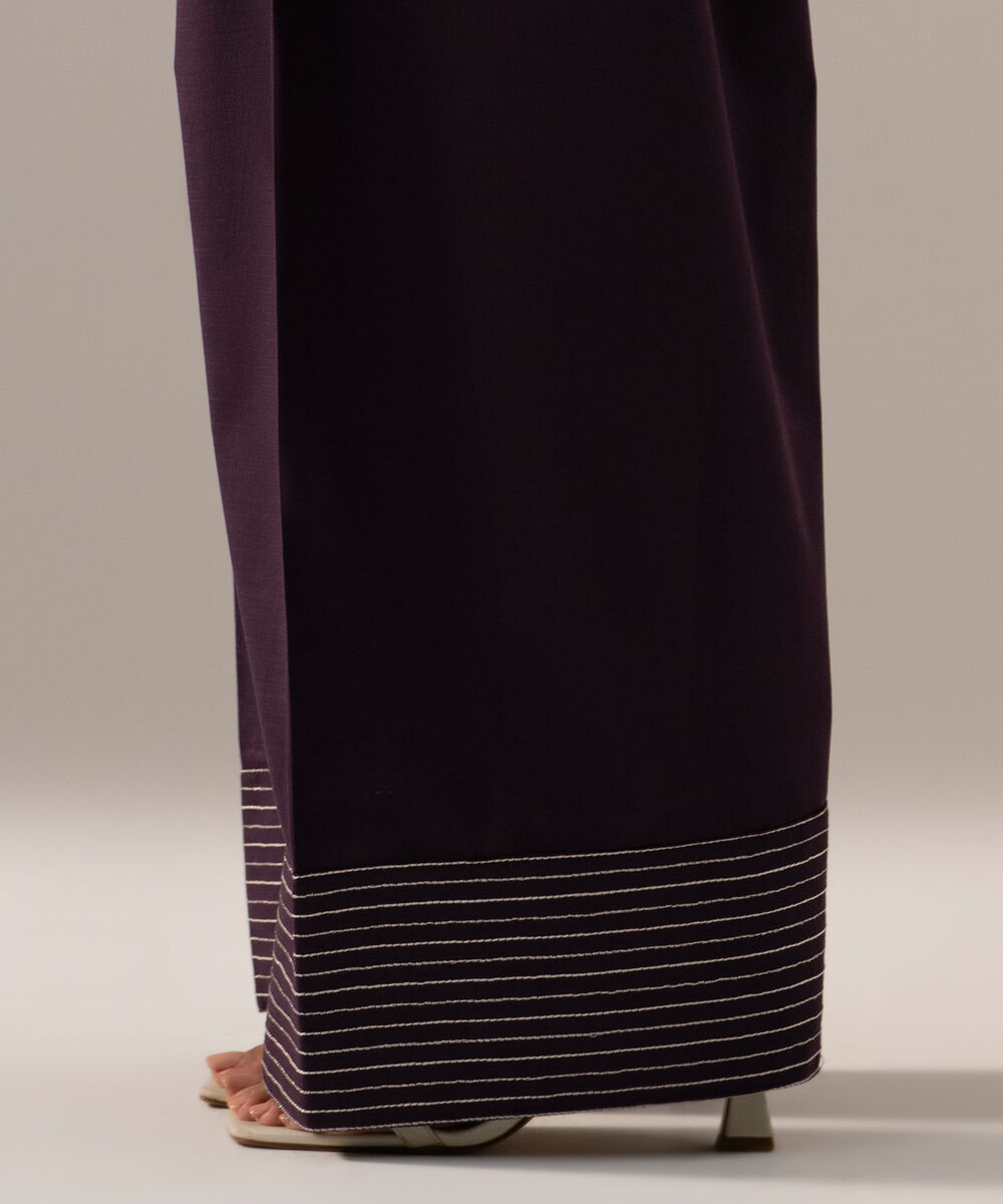 Women's RTW Cross Hatch Solid Purple Farshi Shalwar
