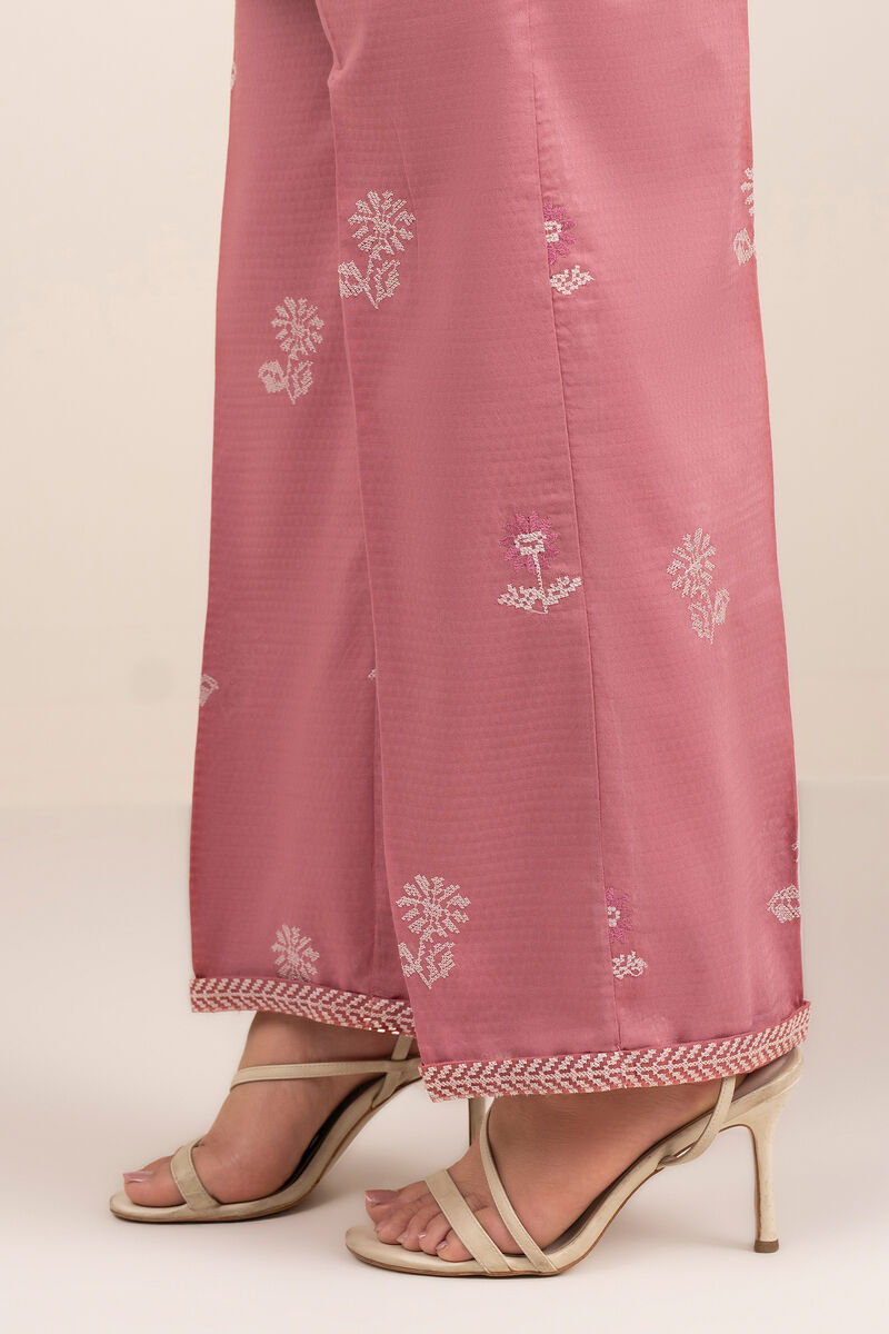 Embroidered Dobby Straight Pants