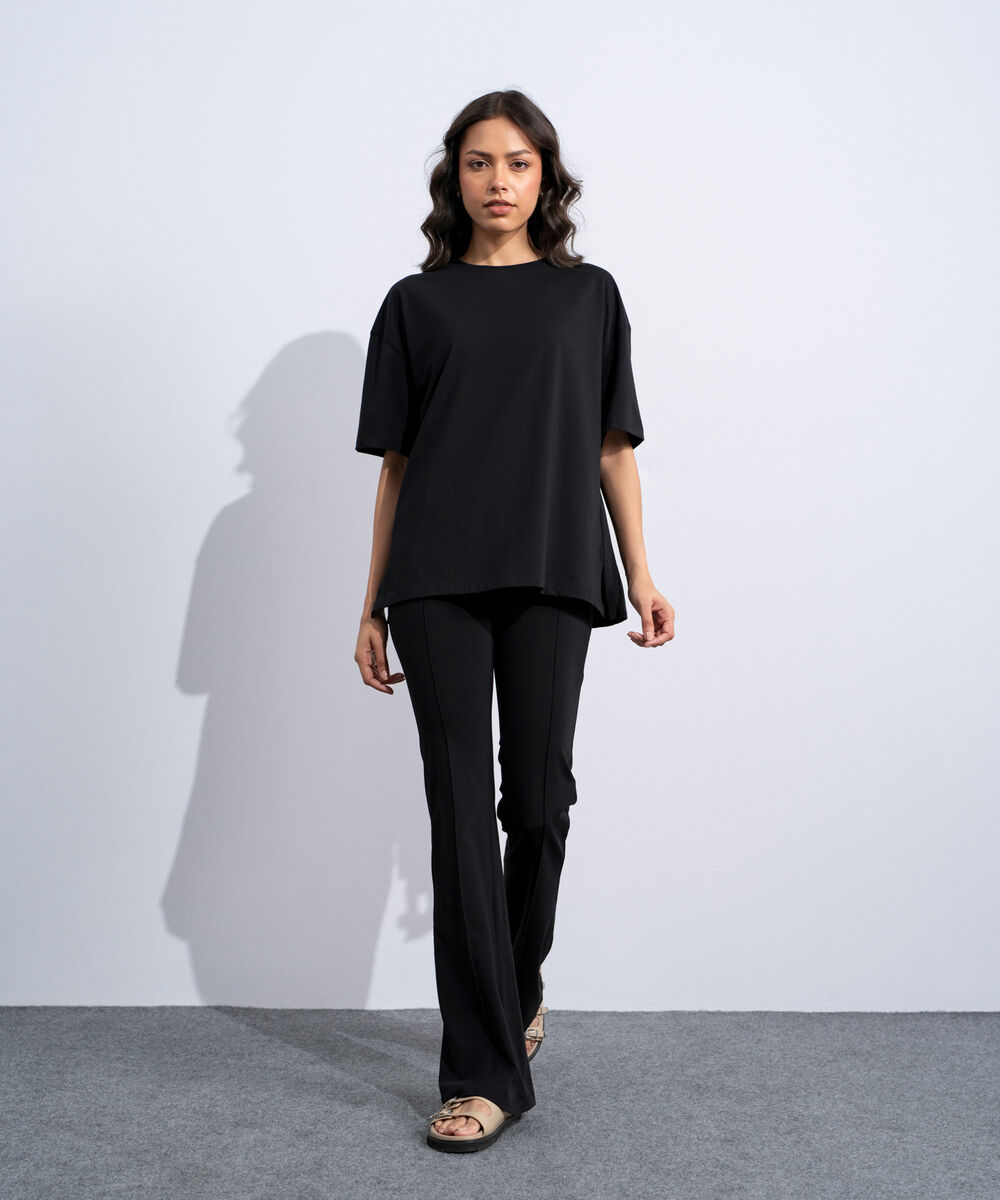 Women's Western Black Loose Fit T-Shirt