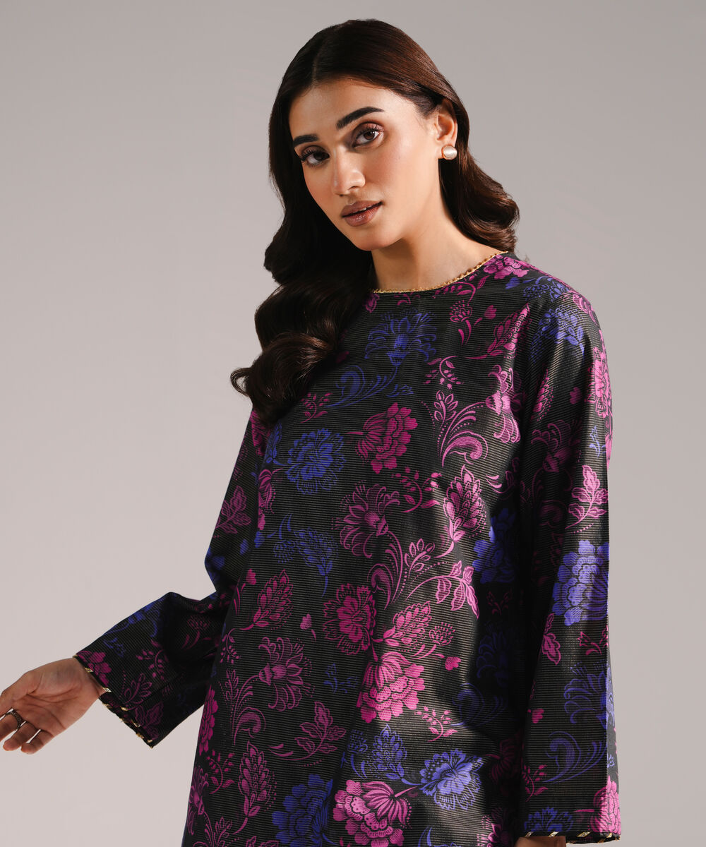 Women's RTW Zari Lawn Printed Black 2 Piece Suit