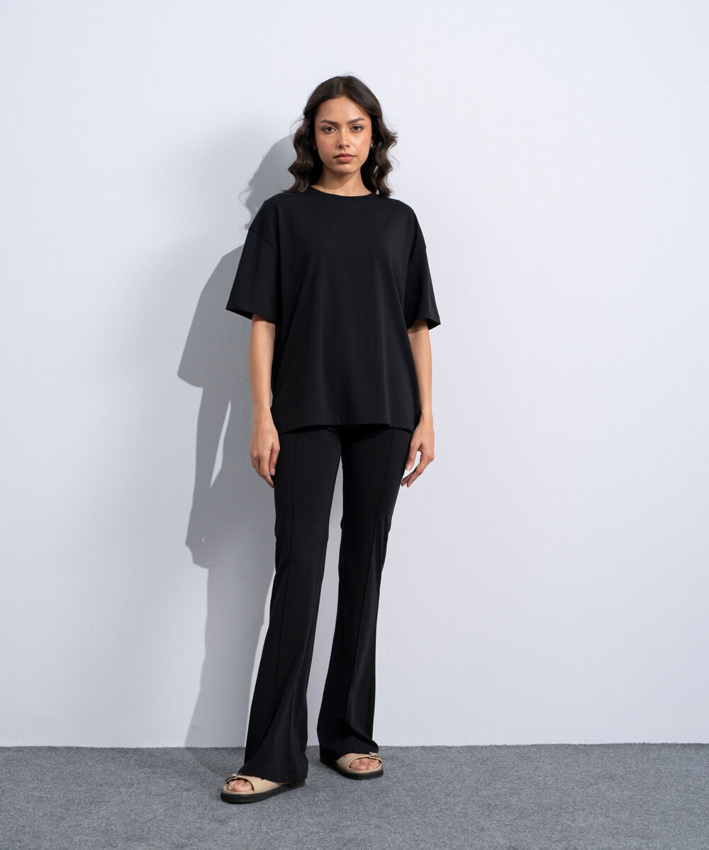 Women's Western Black Stretchy Flared Trousers